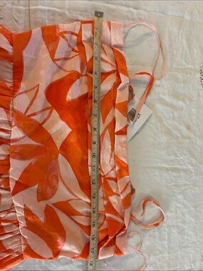 Tropical Orange & White Tiered Maxi Dress elastic back sz L